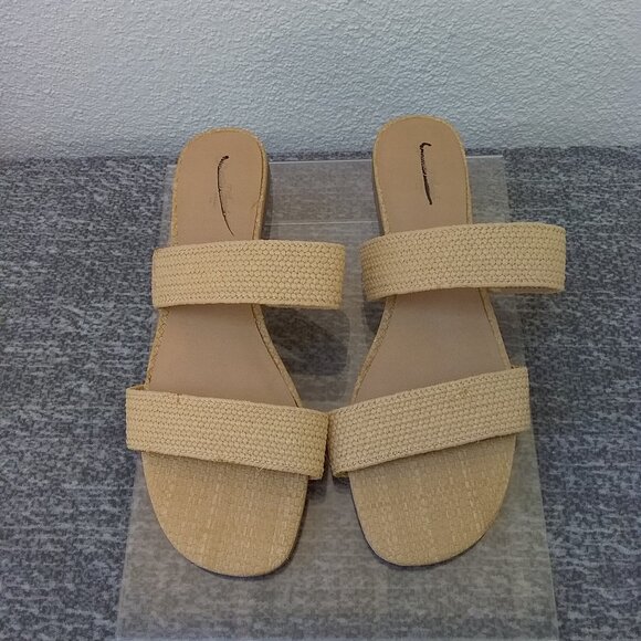 Universal Thread Sandals Women's 9.5 flats natural jute Summer Slides two bands - Picture 1 of 8